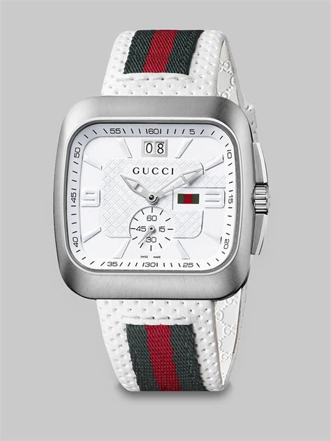 gucci white watch strap|Gucci watch strap men.